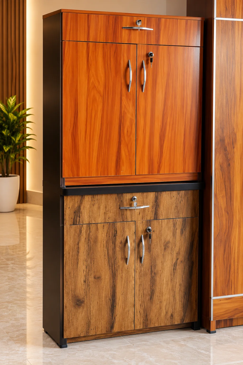 Two-Tone Lockable Storage Cabinet