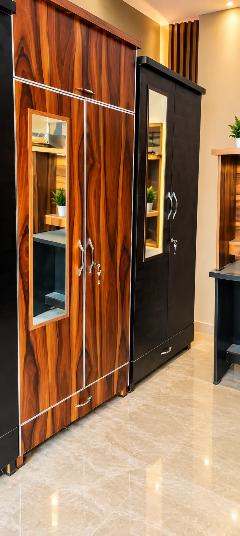 Walnut-Finish Two-Door Wardrobe with Loft